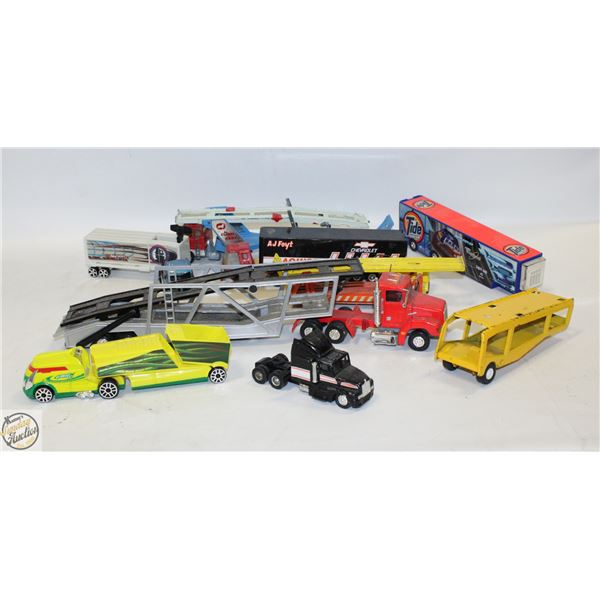 FLAT OF TRAILERS AND DIECAST TRUCKS
