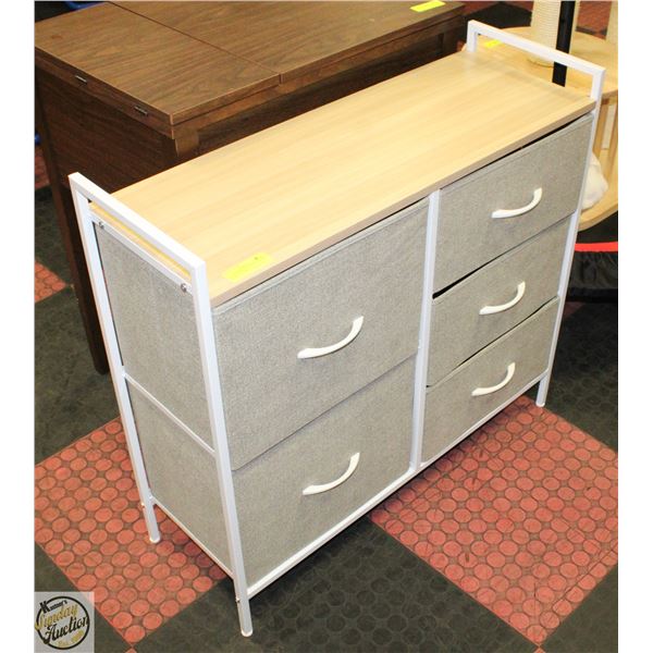 NEW ASSEMBLED 5 FABRIC DRAWER STORAGE CABINET