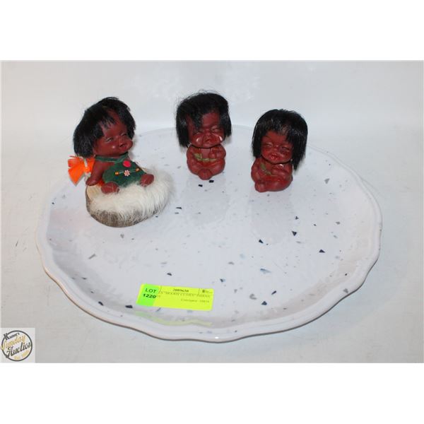 3 DOLLS "MOODY CUTIES" INDIAN BABIES