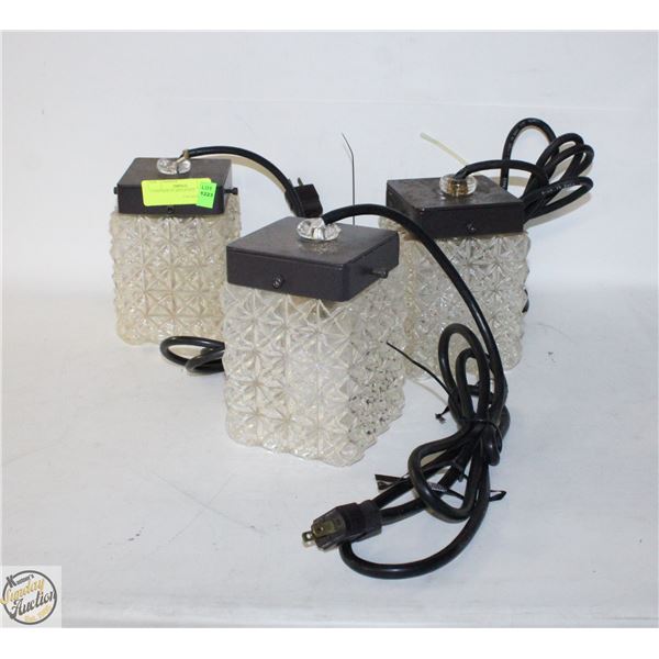 3 VINTAGE GLASS LIGHTS