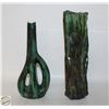 2 ORNATE HAND MADE HAND FORMED VASES