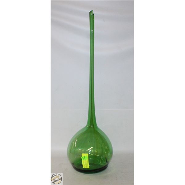 TALL GREEN GLASS - BULB BASE GOES UP TO SLIM NECK