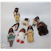 Image 1 : 8 VARIOUS NATIVE DOLLS (1 W/BROKEN ARM + HEAD FOR