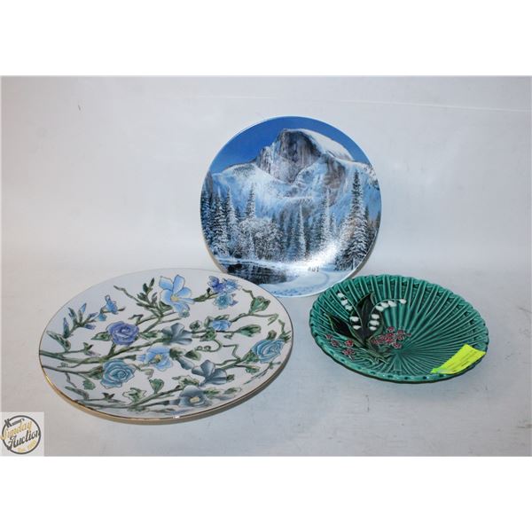 3PCS DECOR PLATES HANDPAINTED ALL DIFFERENT