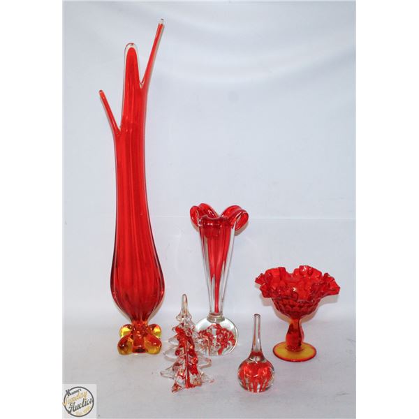 ART GLASS ORANGE/RED LARGE COLLECTION