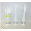 Image 1 : 3 LARGE WHITE MILK GLASS VASES