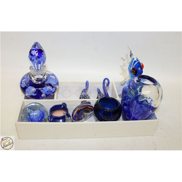 ALL BLUE ART GLASS DECOR PIECES