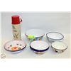 Image 1 : ENAMEL DISHES+VINTAGE DUCK THEMED THERMOS