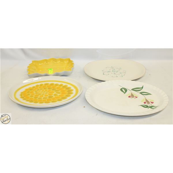 YELLOW WHITE POTTERY/CERAMICS SERVING
