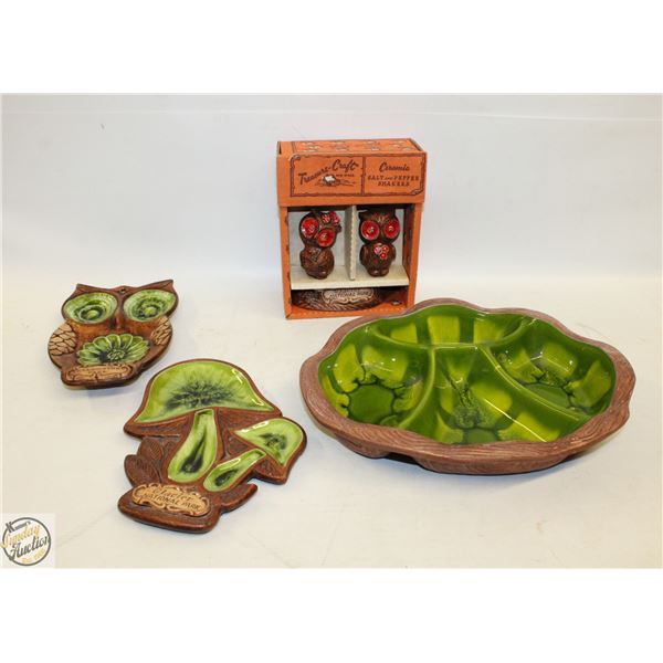 GREEN BROWN WHITE POTTERY COLLECTION