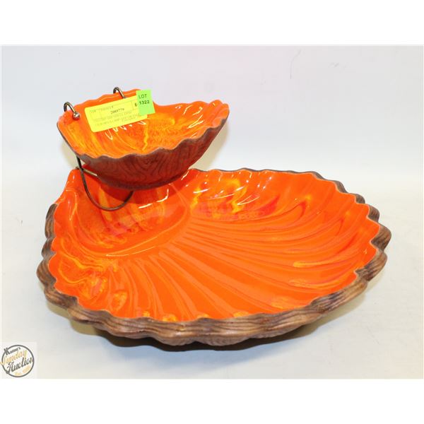 USA CHIP+DIP SHELL DISH CALIFORNIA CHIP+DIP ORANGE
