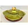 LOT CHICKEN GREEN LAZY SUSAN CERAMIC, 4 DISH