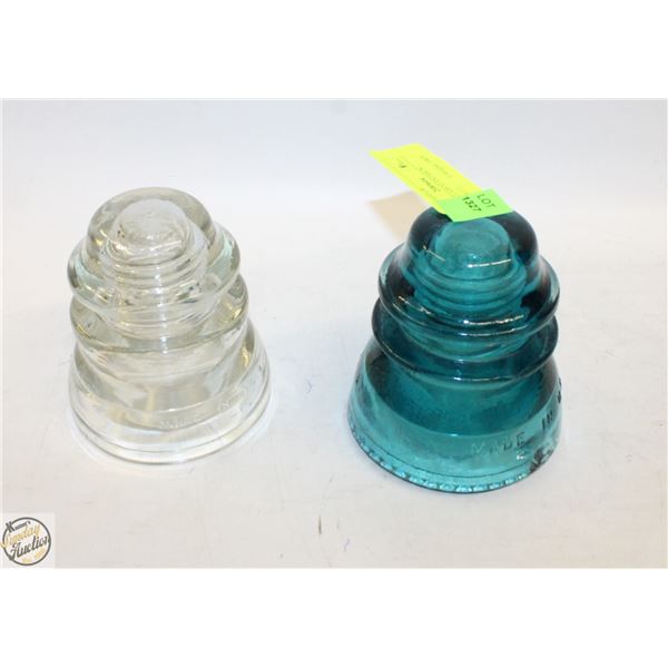 2 LIGHT-GLASS STANDARDS - CLEAR+BLUE