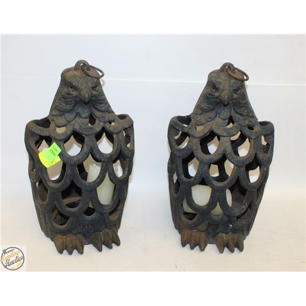 CAST IRON EAGLE CANDLE HOLDERS
