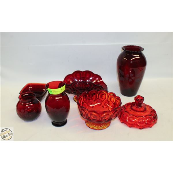 DARK RED ART GLASS COLLECTION