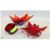 Image 1 : CLEAR/RED ART GLASS TRINKET DISH