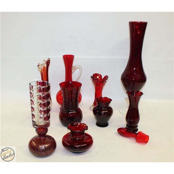 DARK RED ART GLASS COLLECTION