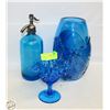 3PCS BLUE ART GLASS PIECES ALL DIFFERENT