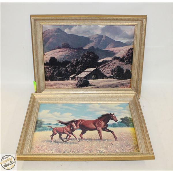 LOT OF 2 PICTURES WITH GOLD PAINTED FRAMES