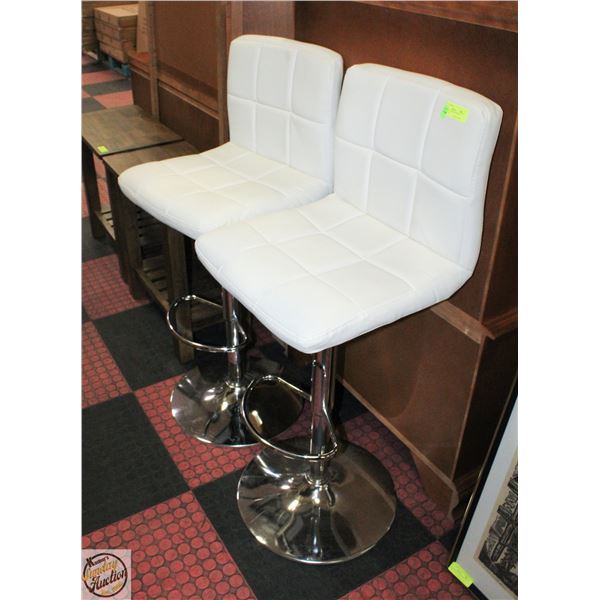 TWO WHITE CHROME SWIVEL ADJUSTABLE