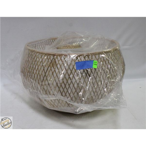 NEW WICKER LIGHT FIXTURE 16" DIAMETER