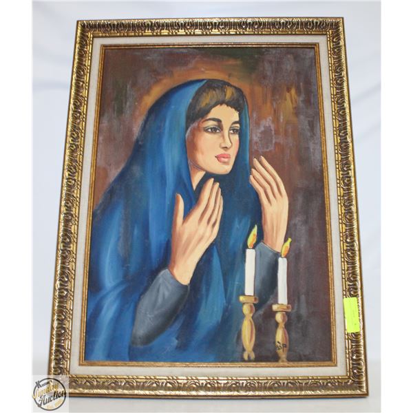 HANDPAINTED LADY DRAWING 24" X 32"