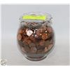 Image 1 : VINTAGE GLASS JAR OLD PENNIES