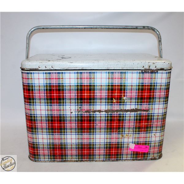 VINTAGE PLAID METAL COOLER