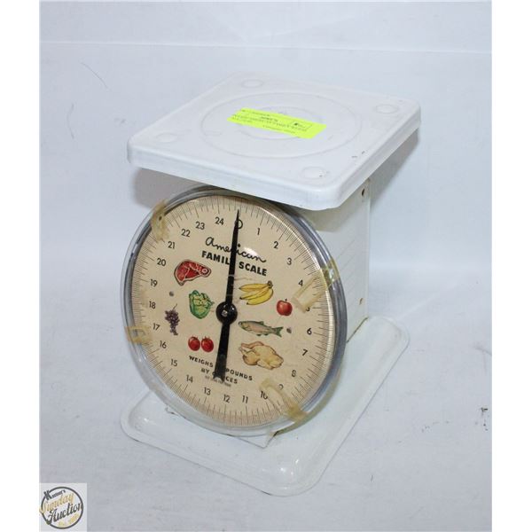 VINTAGE AMERICAN FAMILY WEIGH SCALE 25LBS
