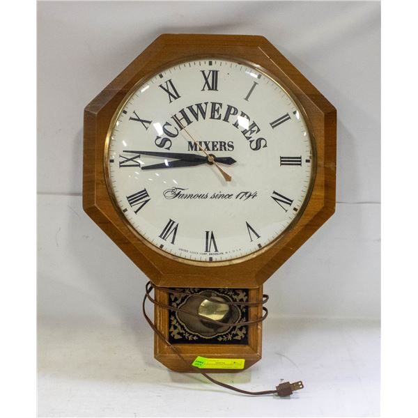 VINTAGE SCHWEPPS MIXERS CLOCK