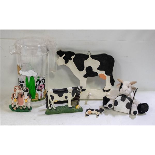 COW DECOR INCLUDES CASTIRON NAPKIN HOLDER, COAT-