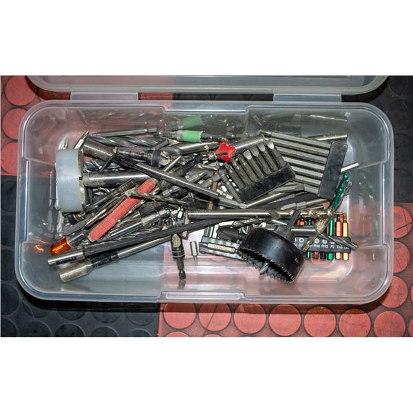 CONTAINER OF ASSORTED DRILL BITS