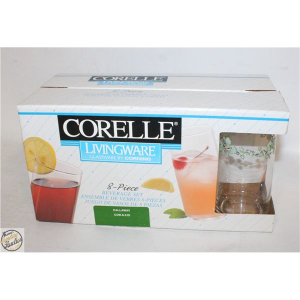 NEW PACK OF 8 CORELLE BEVERAGE SET