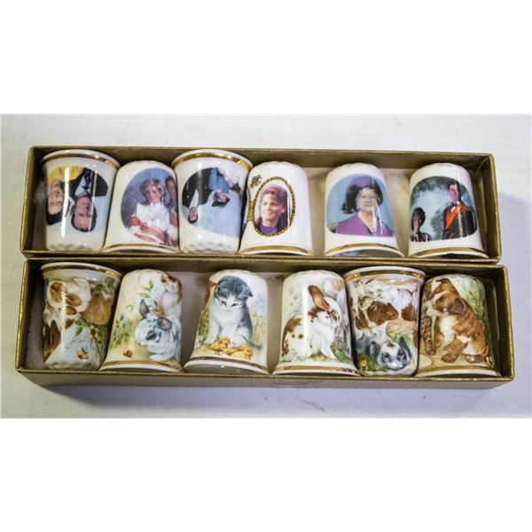 2 BOXES OF CHINA THIMBLES (ROYAL FAMILY