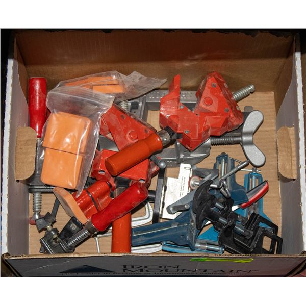 BOX OF ASSORTED CLAMPS