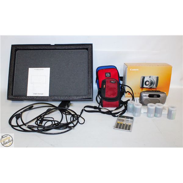 UNUSED PORTABLE MONITOR + CANON DIGITAL