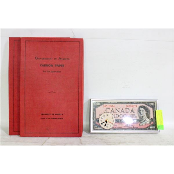 ESTATE "CANADIAN $1000 BILL" WALL CLOCK +