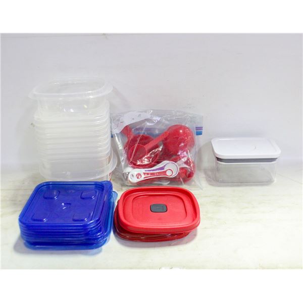 ONE BOX OF FOOD STORAGE CONTAINERS