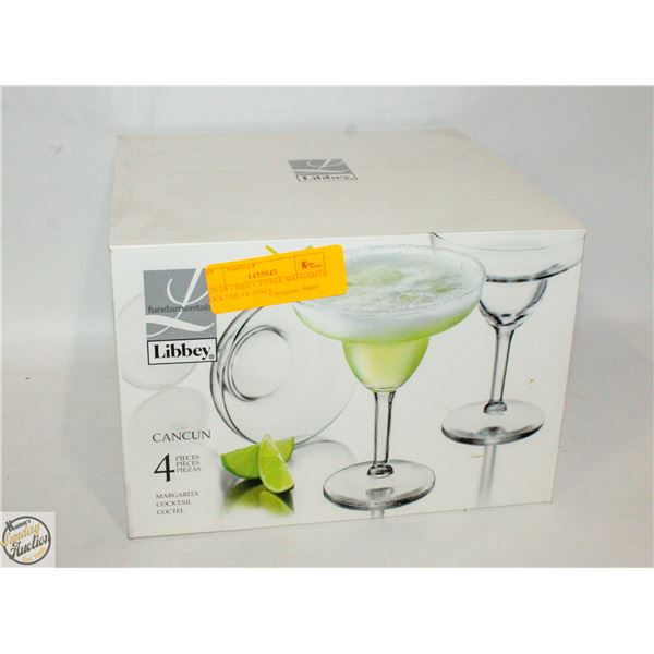 BOX OF LIBBEY 4 PIECE MARGARITA COCKTAIL GLASSES