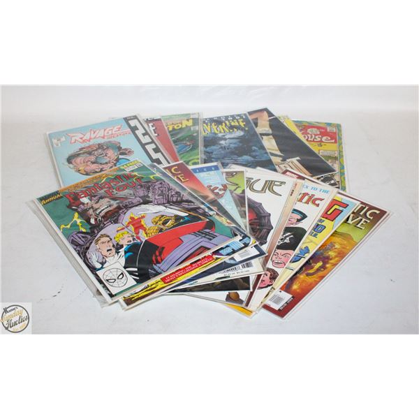FLAT OF ASSORTED COMIC BOOKS ALL BAGGED+BOARDED