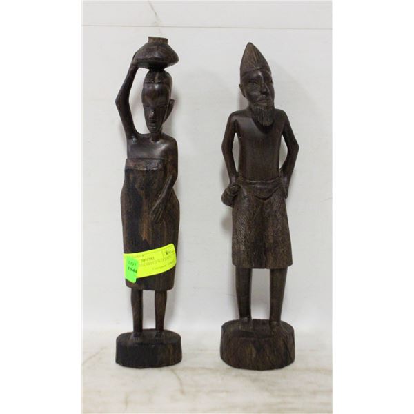PAIR OF HANDCARVED WOODEN STATUES