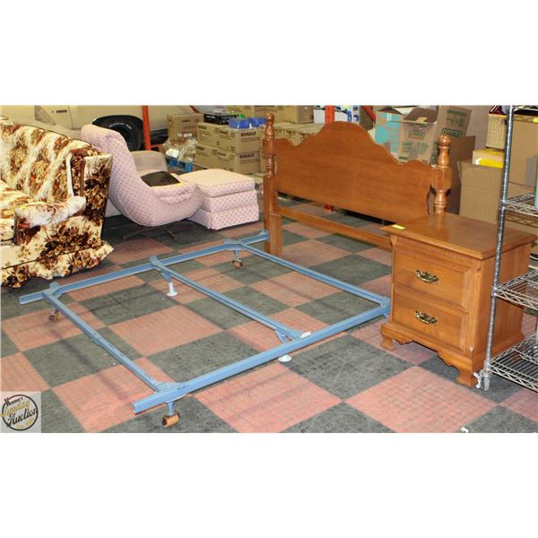 NADEAU QUEEN SZ MAPLE BEDFRAME SOLD WITH MATCHING