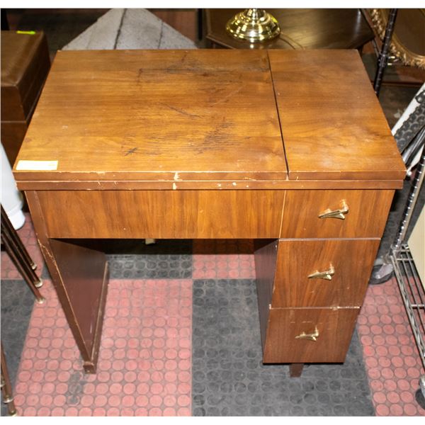 WOODEN SEWING MACHINE TABLE (NO SEWING MACHINE-