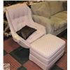 Image 1 : ESTATE PINK SCALLOPED CHAIR WITH MATCHING OTTOMAN