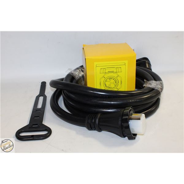 NEW 50AMP RV POWER EXTENSION CORD 25FT + INLET BOX