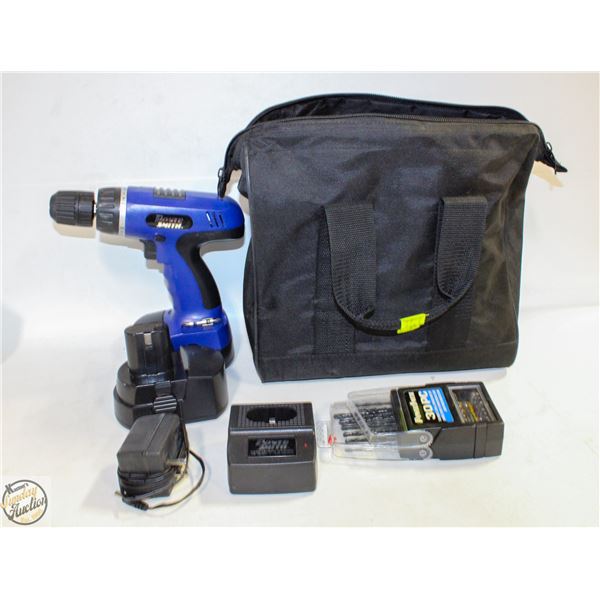 NEW POWER SMITH 18VOLT CORDLESS DRILL +TOOL BAG