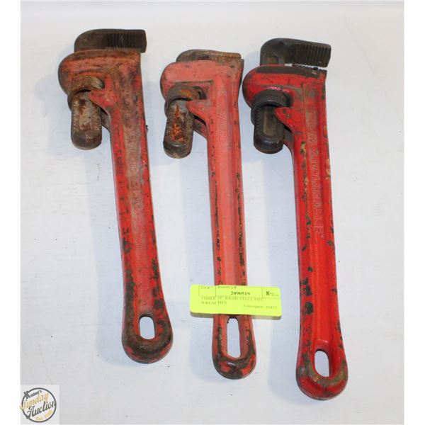 THREE 18" RIGID STEEL PIPE WRENCHES