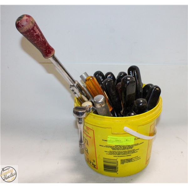 ONE BUCKET OF SOCKET WRENCHES