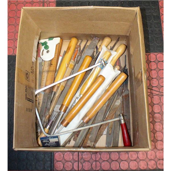 BOX OF CHISEL BITS METAL BENDER LEATHER