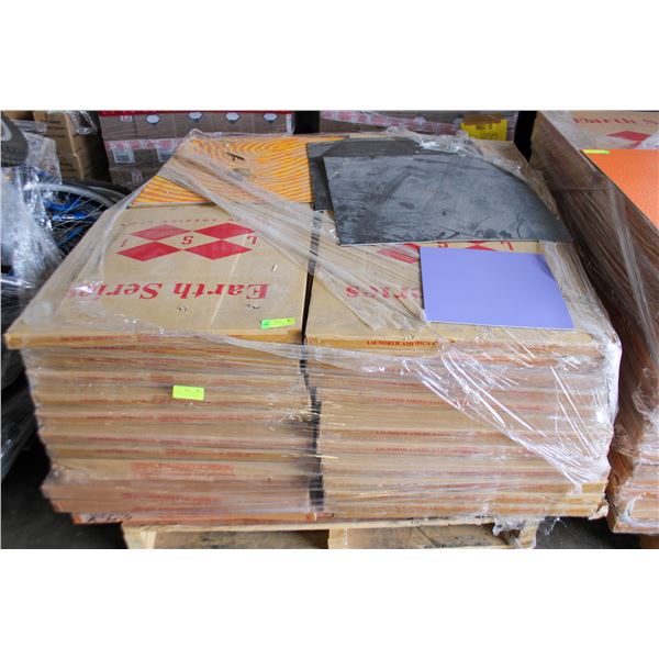 PALLET OF ASSORTED VINYL GLUE DOWN FLOORING
